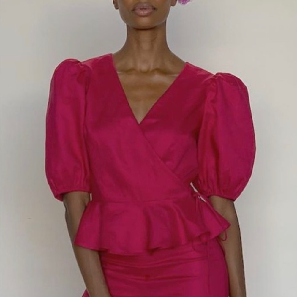 Damaris Bailey Linen Wrap Top L
